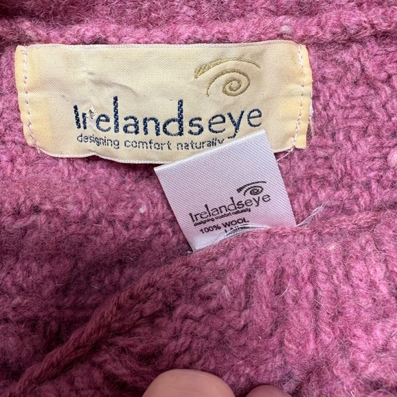 vest IRELANDS EYE hand knit S cable one button dark pink cottagecore vintage - Picture 6 of 8